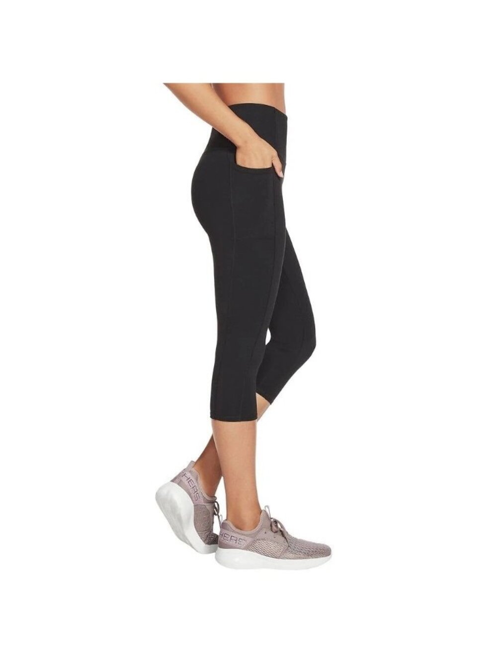 NWT Skechers GoWalk Women's XL Black High-Waist Capris UPF 40+ Breathable B1539 - Picture 2 of 14